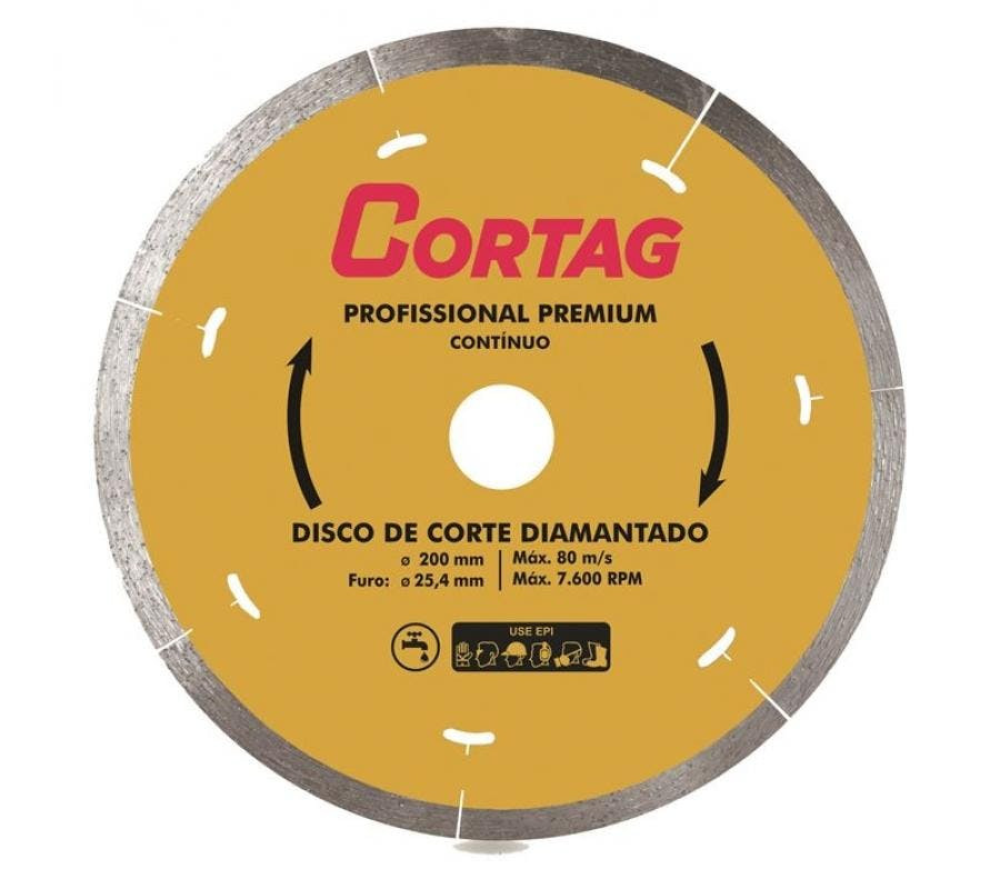 Disco de Corte Diamantado Profissional Premium 200mm - Cortag
