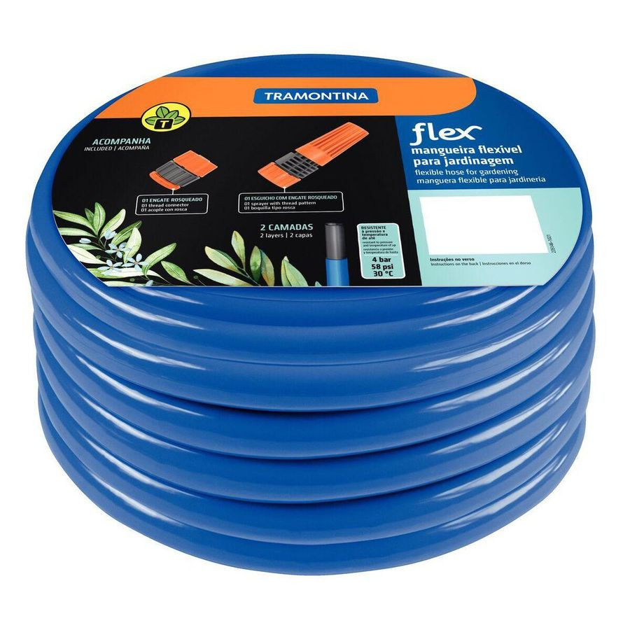 Mangueira Flex Azul em Pvc 2 Camadas 20 M com Engate Rosqueado e Esguicho - Tramontina