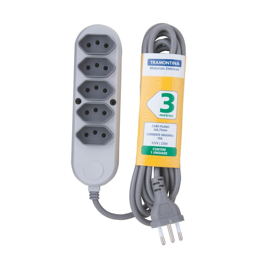 Extensão Múltipla com 5 Tomadas 2p+t 10a 250v 3m - Tramontina