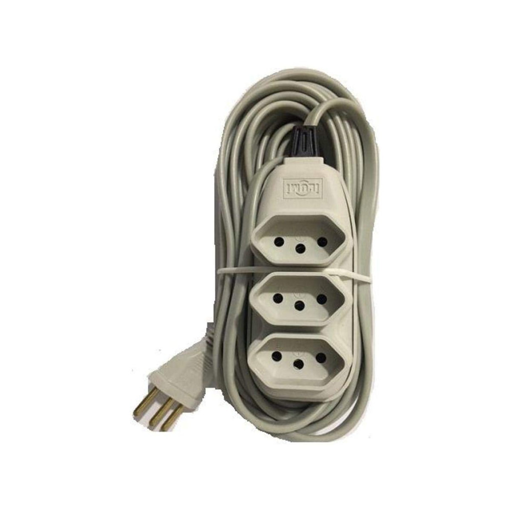 Extensão Elétrica 5m Cinza Ilumi 3 Vias