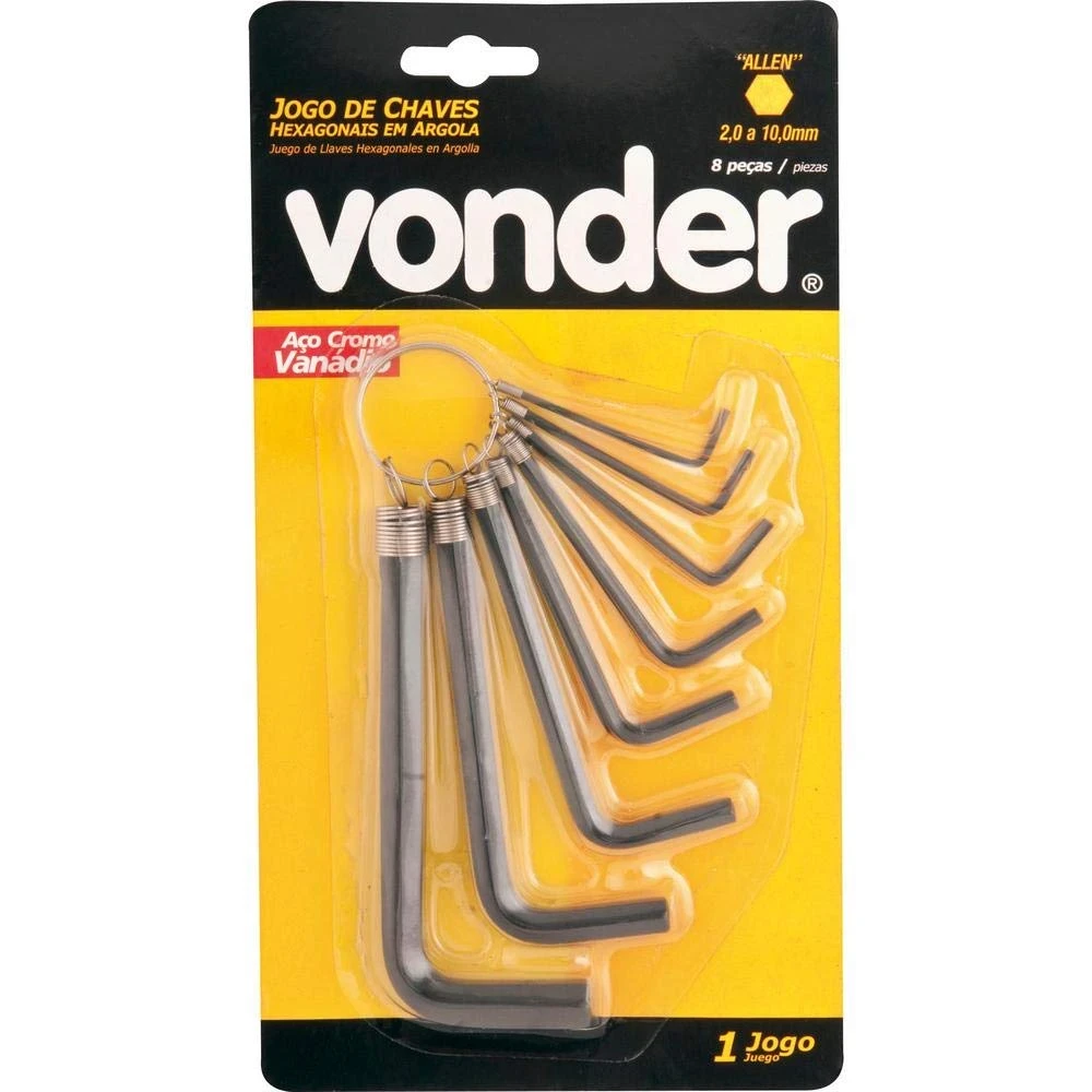 Jogo de Chaves Allen, 2 Mm a 10 Mm, Vonder, Vder