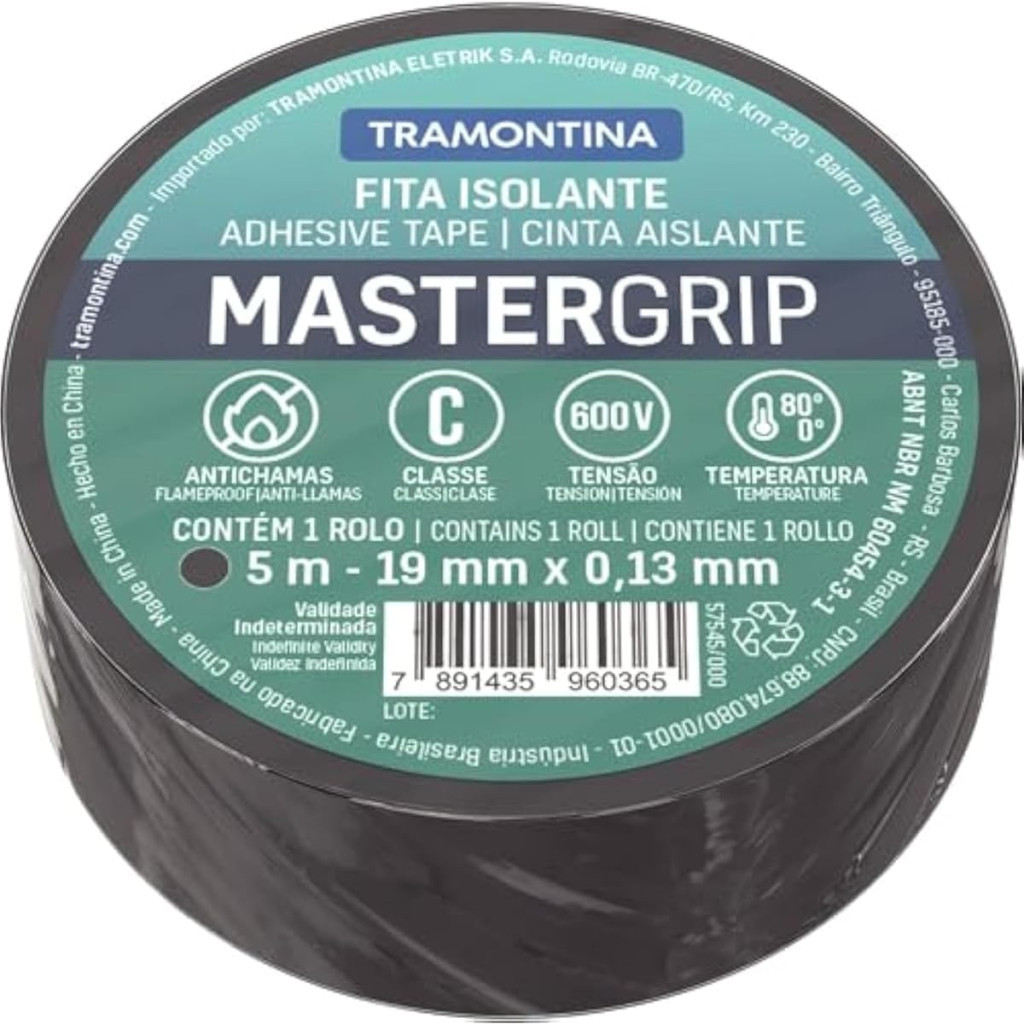 Fita Isolante Classe C 0,13x19 Mm Tramontina Preta 5 M Tramontina