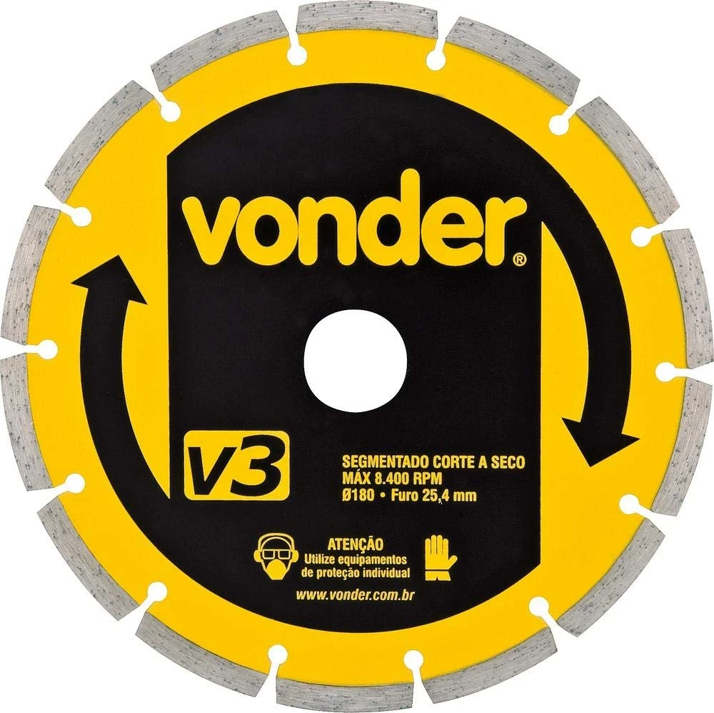 Disco de Corte Diamantado, 180 Mm, Segmentado, V3, Vonder Vdo2806