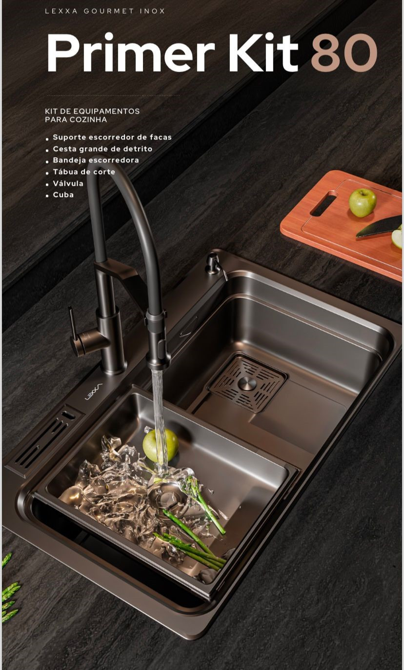Lexxa Cuba Inox com Acessorios Lx971080 Sem Torneira **