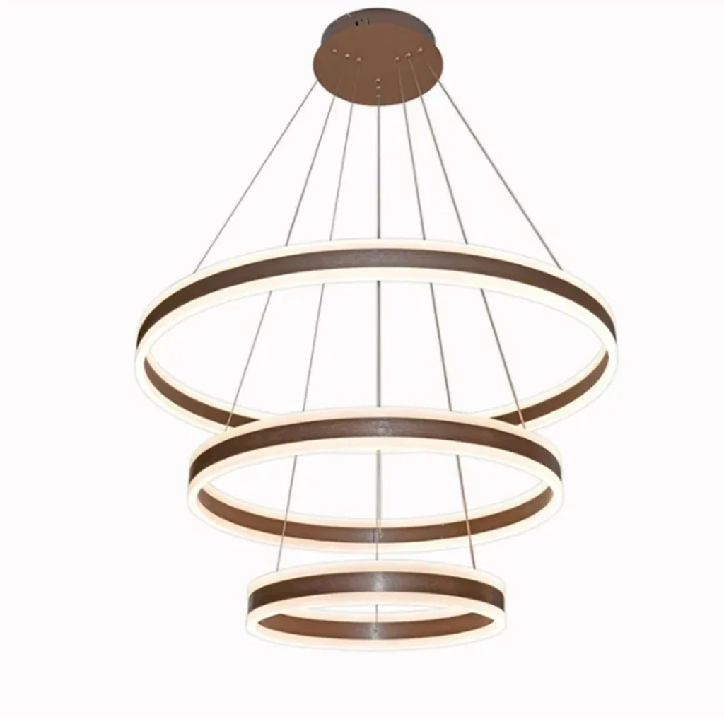 Querolustre Pendente Dcd03003 3 Aneis 226w 3000k Marrom