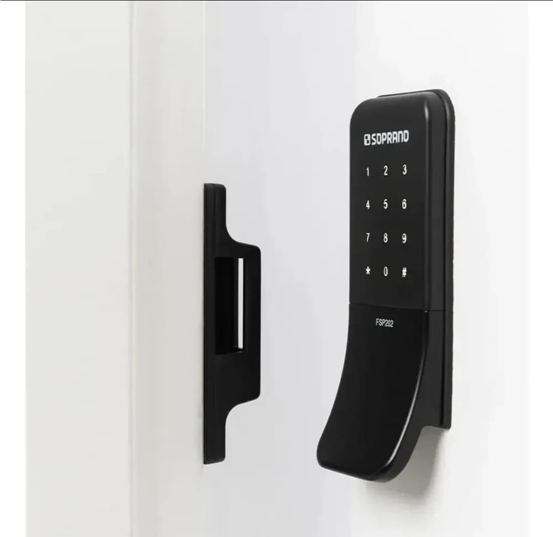 Fechadura Digital Soprano Sobrepor Externa Preta Fsp202 Modelo Interface Wifi e Biometria