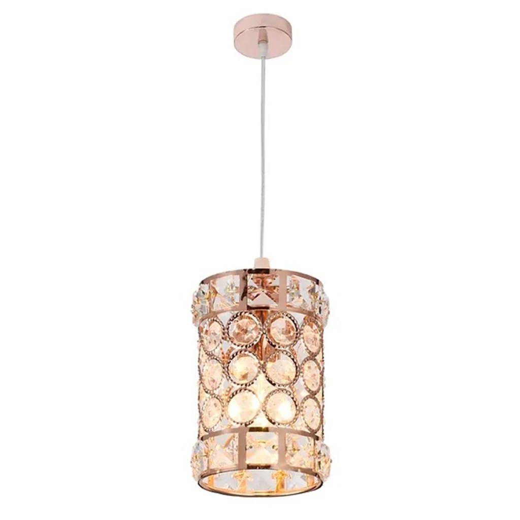 Pendente Tupiara Metal Rose C/cristais 1lamp E14 Qk 602