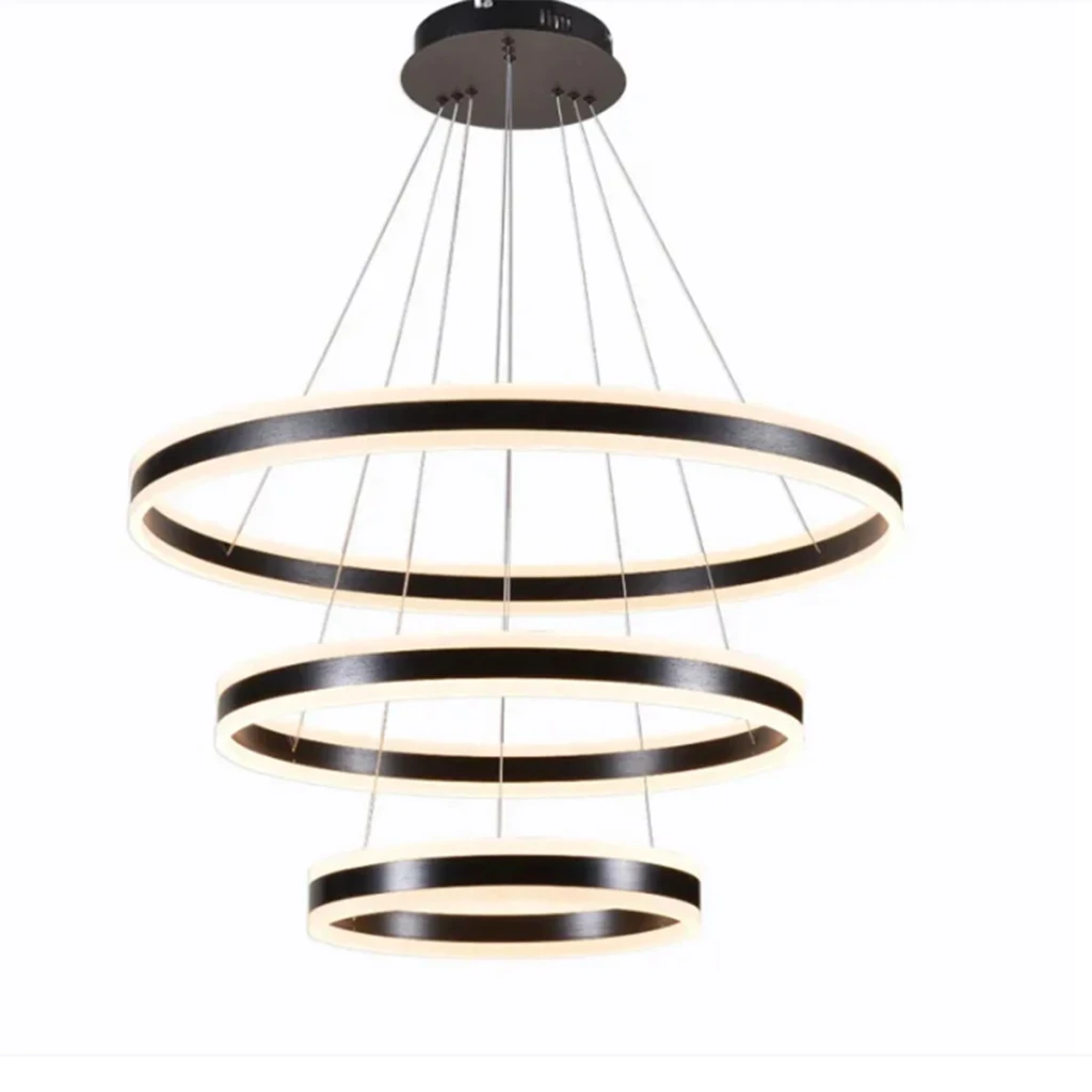 Querolustre Pendente Dcd03019 3 Aneis 226w 3000k Preto