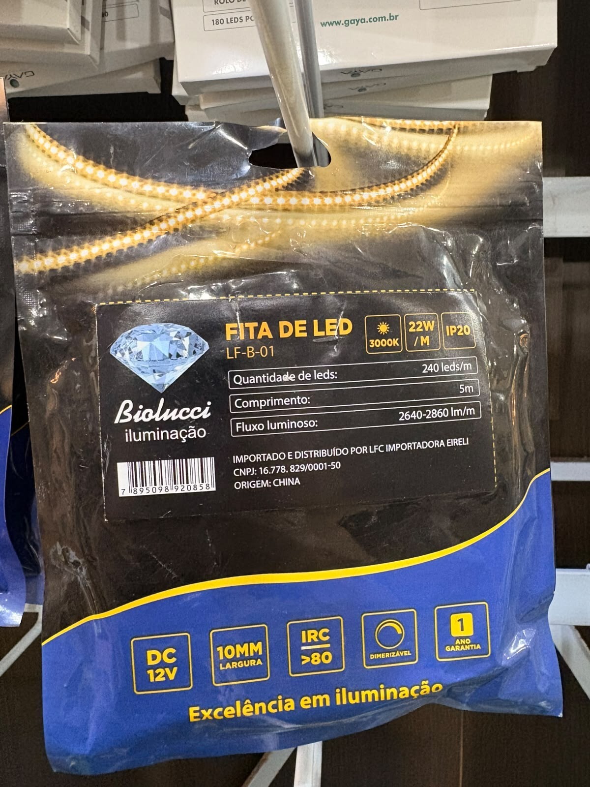 Bio Fita Led 22w/m 3000k 12v Ip20 Lf-b01 Rolo 5m