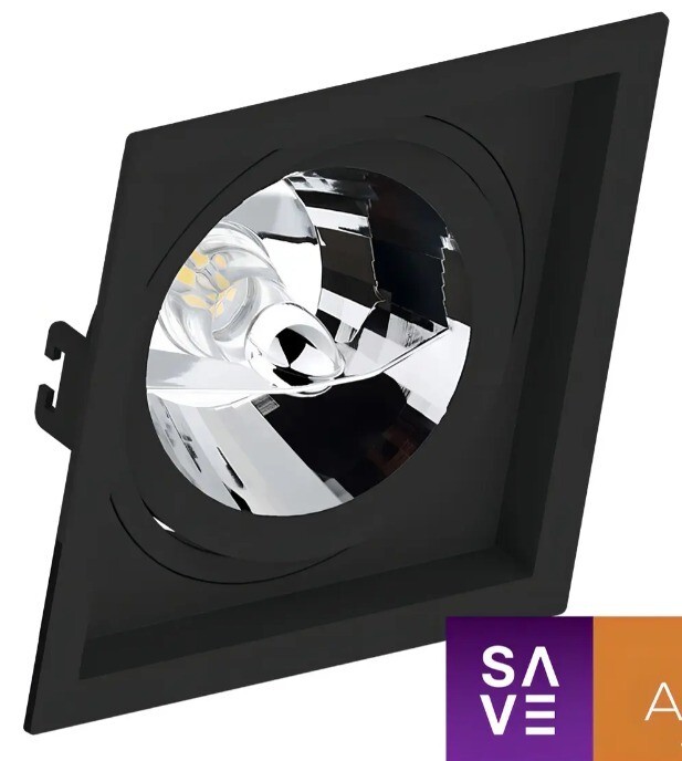 Save Spot Emb Quad Rec P/lamp Ar111 Preto Se-330.1068
