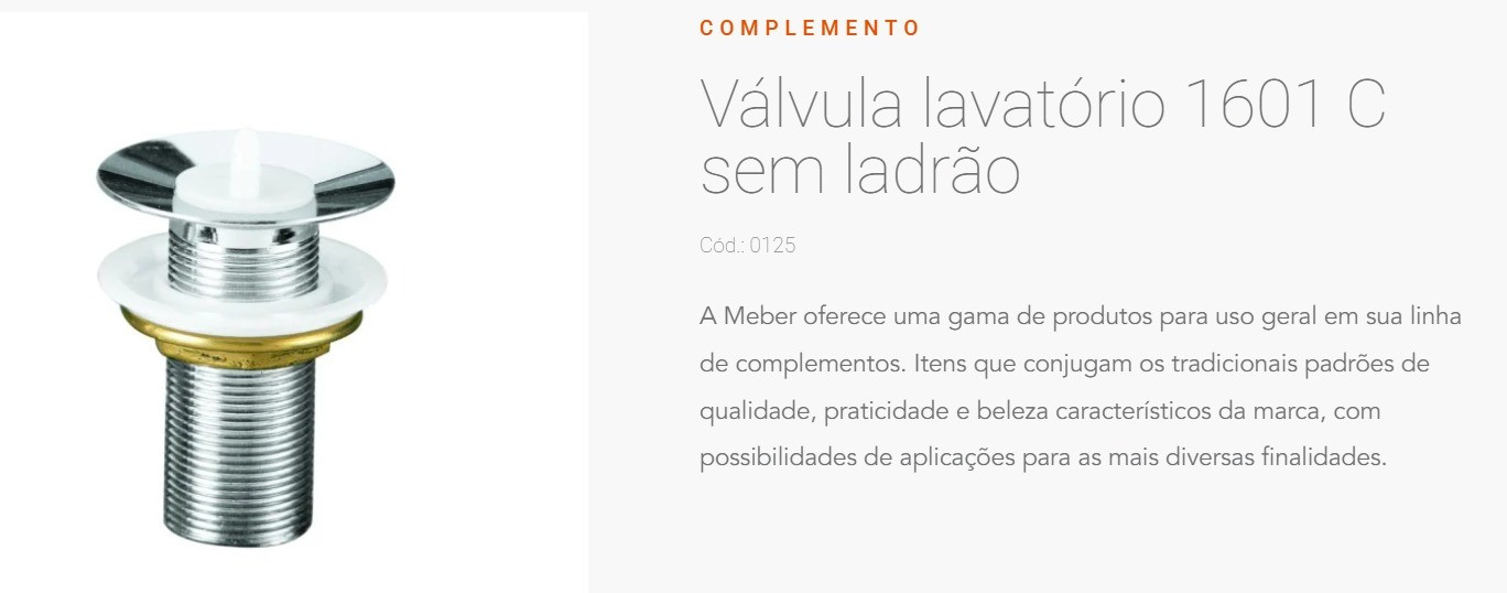 Meber Valvula Lavatorio 1601c 0125.6