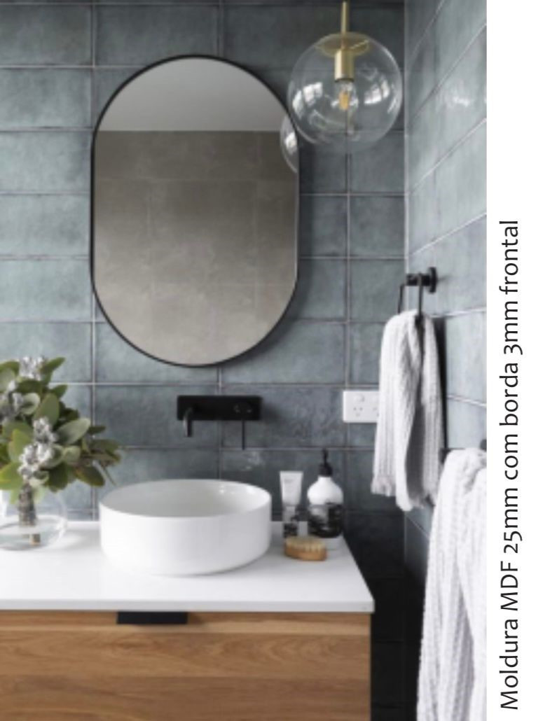 Zen Espelho Oval 55x80cm Laca Pp Onix Bella Rz036lo