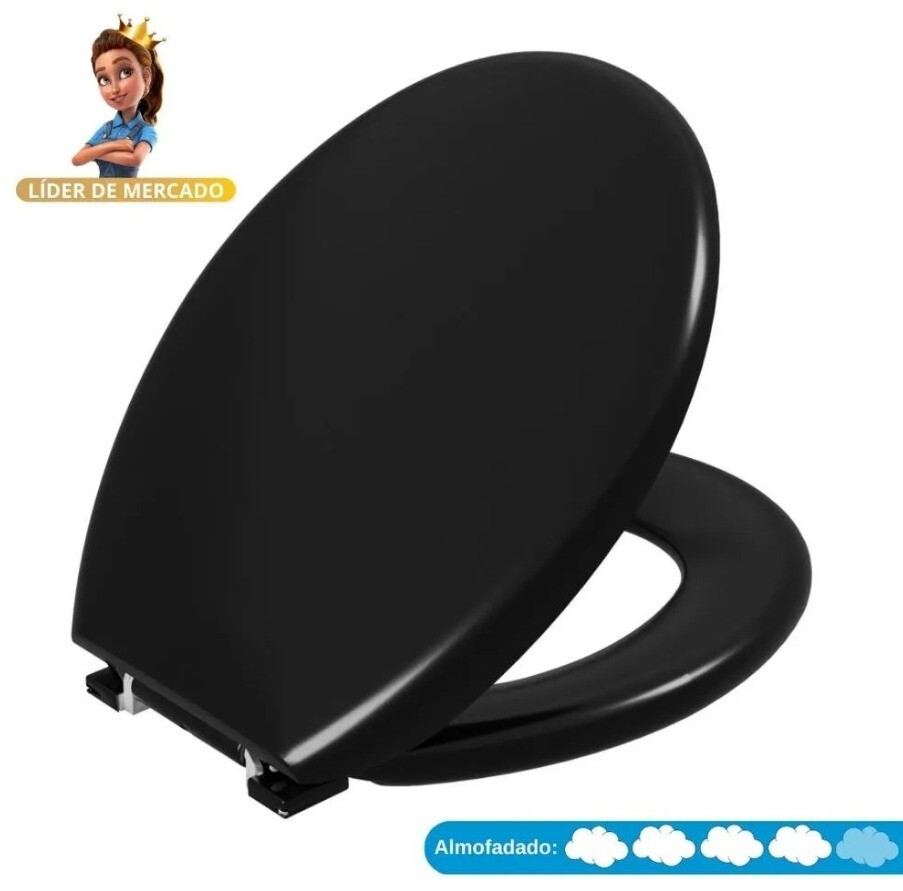 Assento Vaso Astra Almof Tpk/as Preto Oval Universal