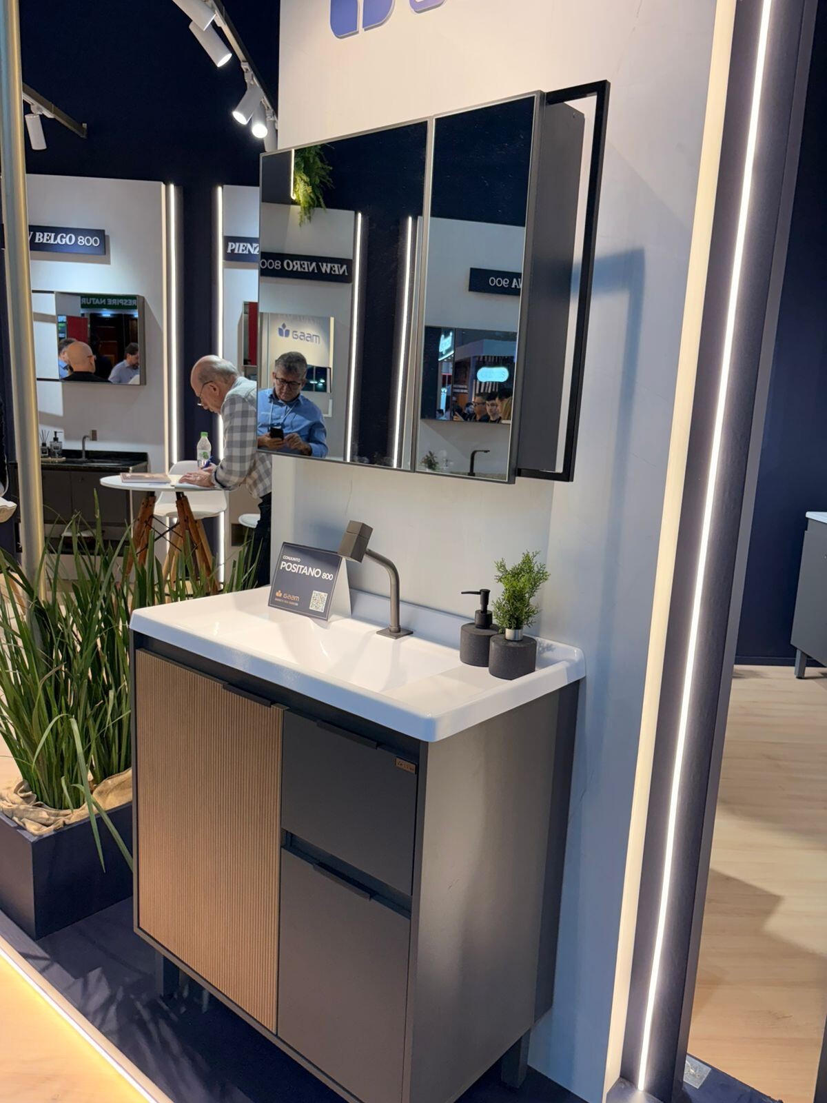Gaam Kit P/banheiro Positano 80cm Chumbo Madeiral Branco