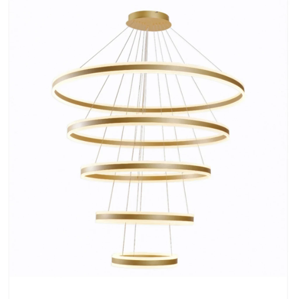 Querolustre Pendente Dcd03021 5 Aneis 500w 3000k Dourado