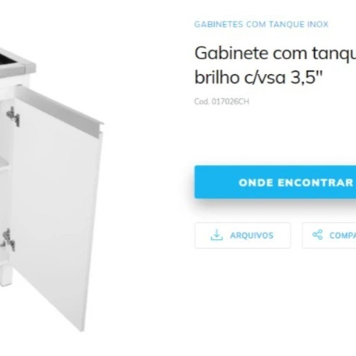 Docol Gabinete com Tanque Inox 44x51.5x85cm C/vsa 23l