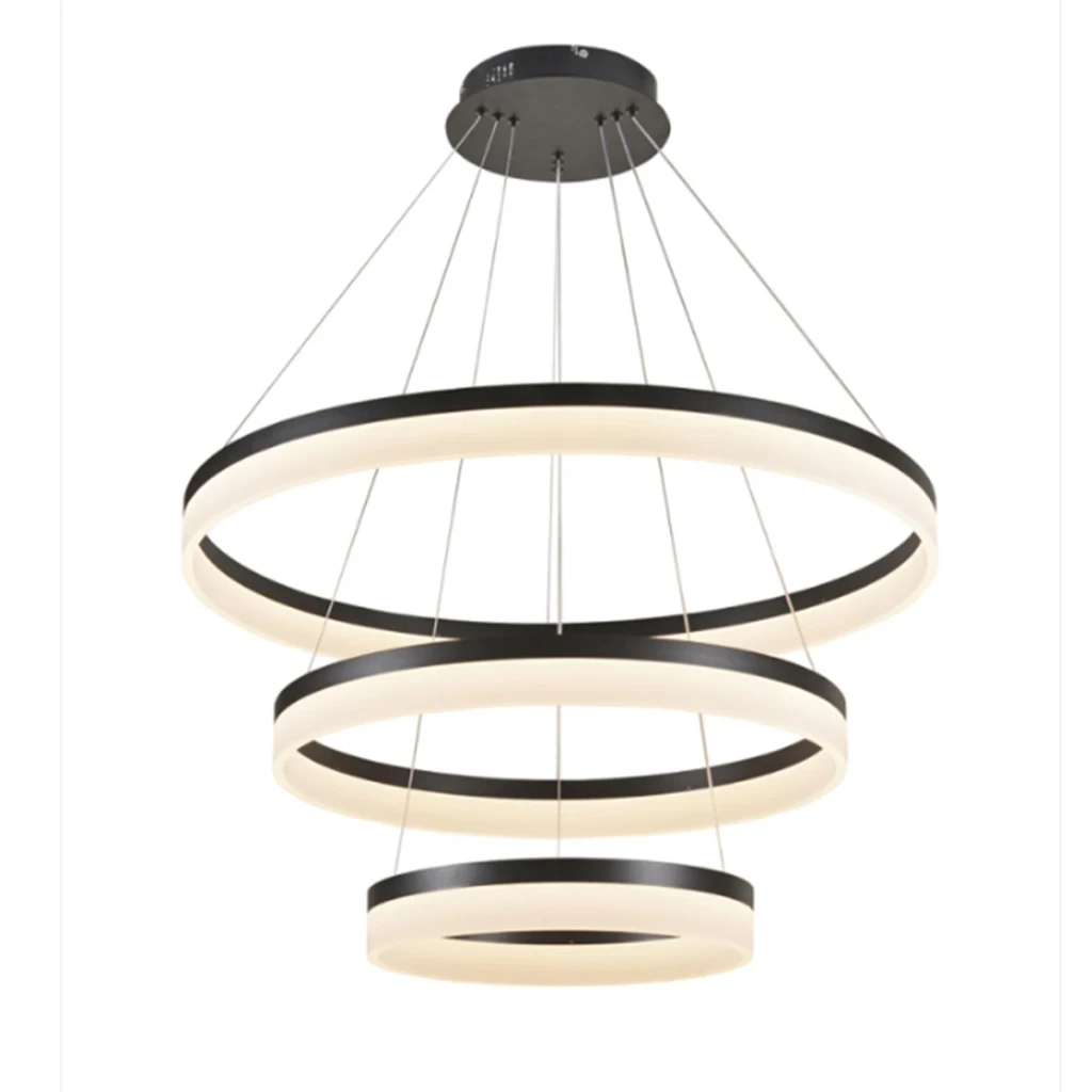 Querolustre Pendente Dcd03006 3 Aneis 113w 3000k Preto
