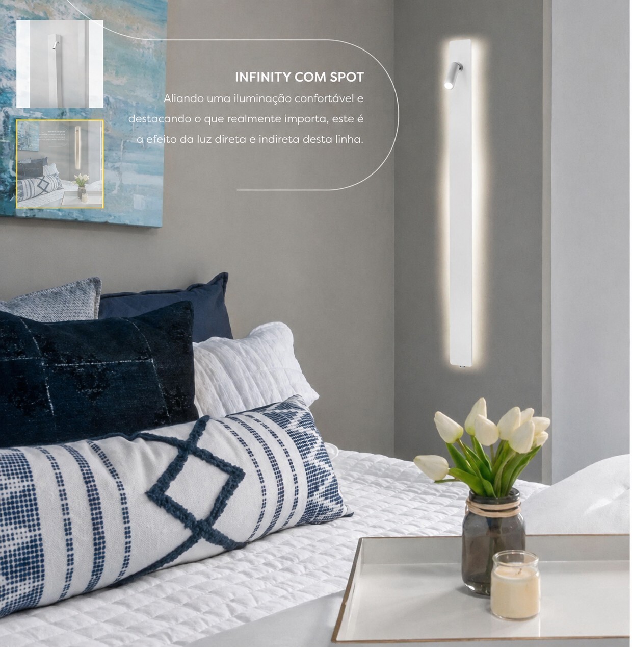 Spotline Arandela Infinity C/spot 30w 3000k Br 85cm 1056/85