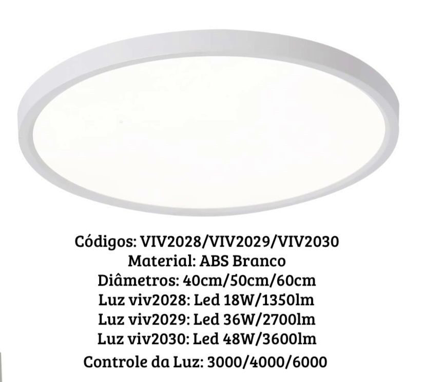 Vivendi Plafon Viv2029 Led 36w Multicor Biv Branco