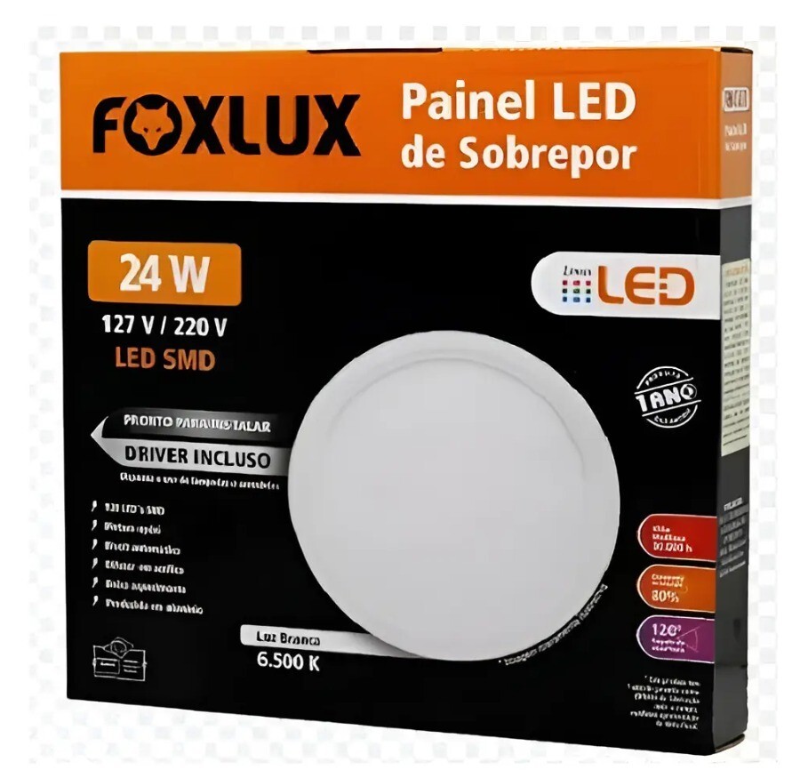 Placa Led Foxlux Sob 24w 3000k Red 29cm 26029