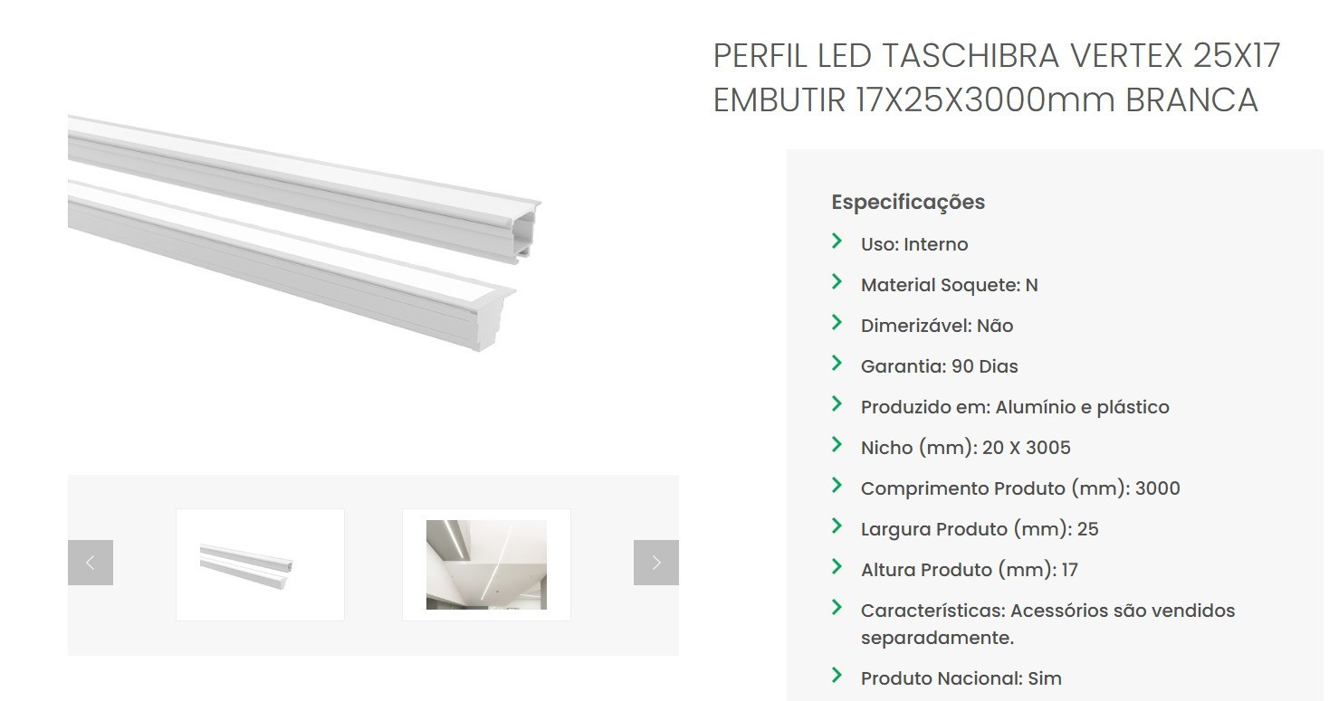 Perfil Taschibra Vertex 1.7x2.5x300cm Emb Branco Der/01