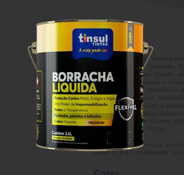 Tinsul Borracha Liquida Ultra Flexivel Br 3.6 Lt