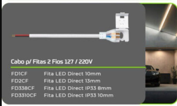 Lumanti Cabo de Forca Direct P/fita Led Autovolt 10mm