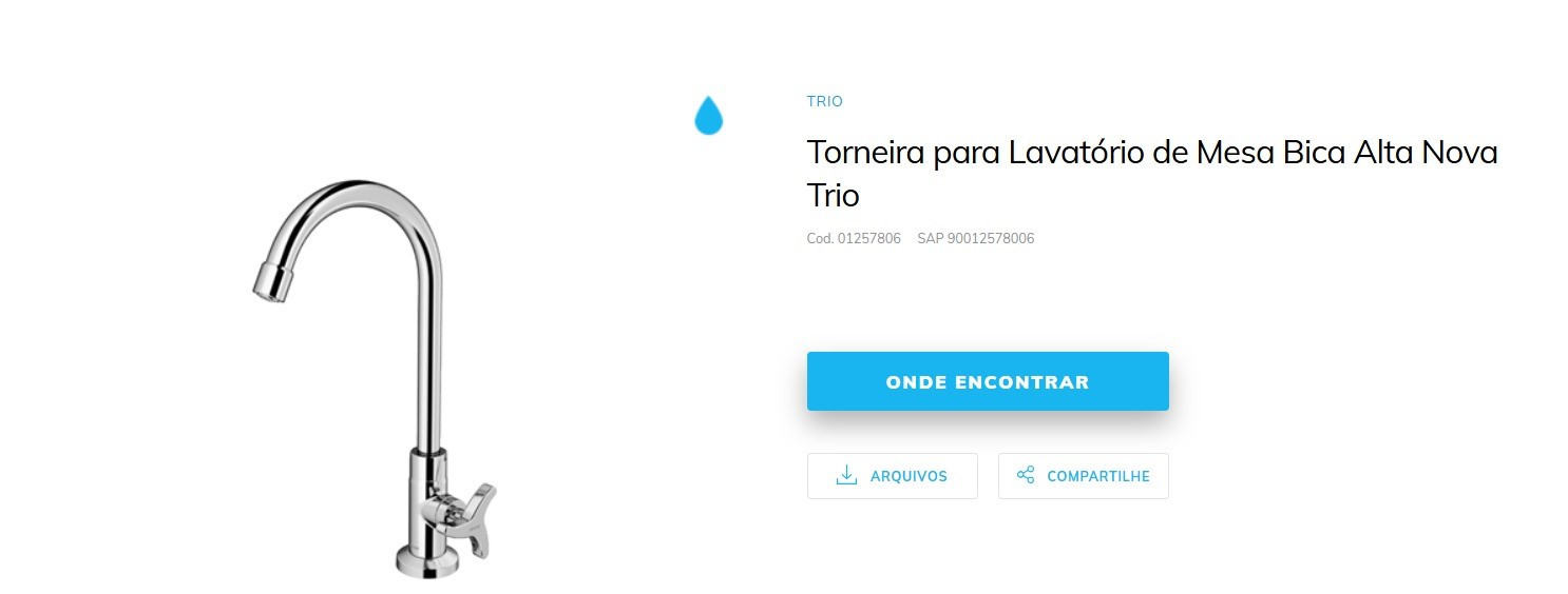 Docol Torneira Lav Bica Alta Trio Cr 90012578006