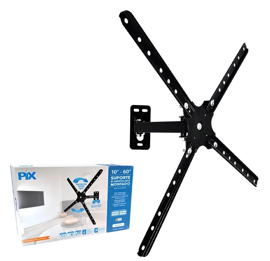 Suporte P/tv Lcd Universal Biarticulado 10 a 60 Pix