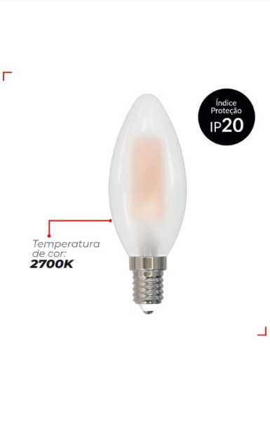 Lampada Filamento Led Avant Vela Matte 4w 2700k Autovolt