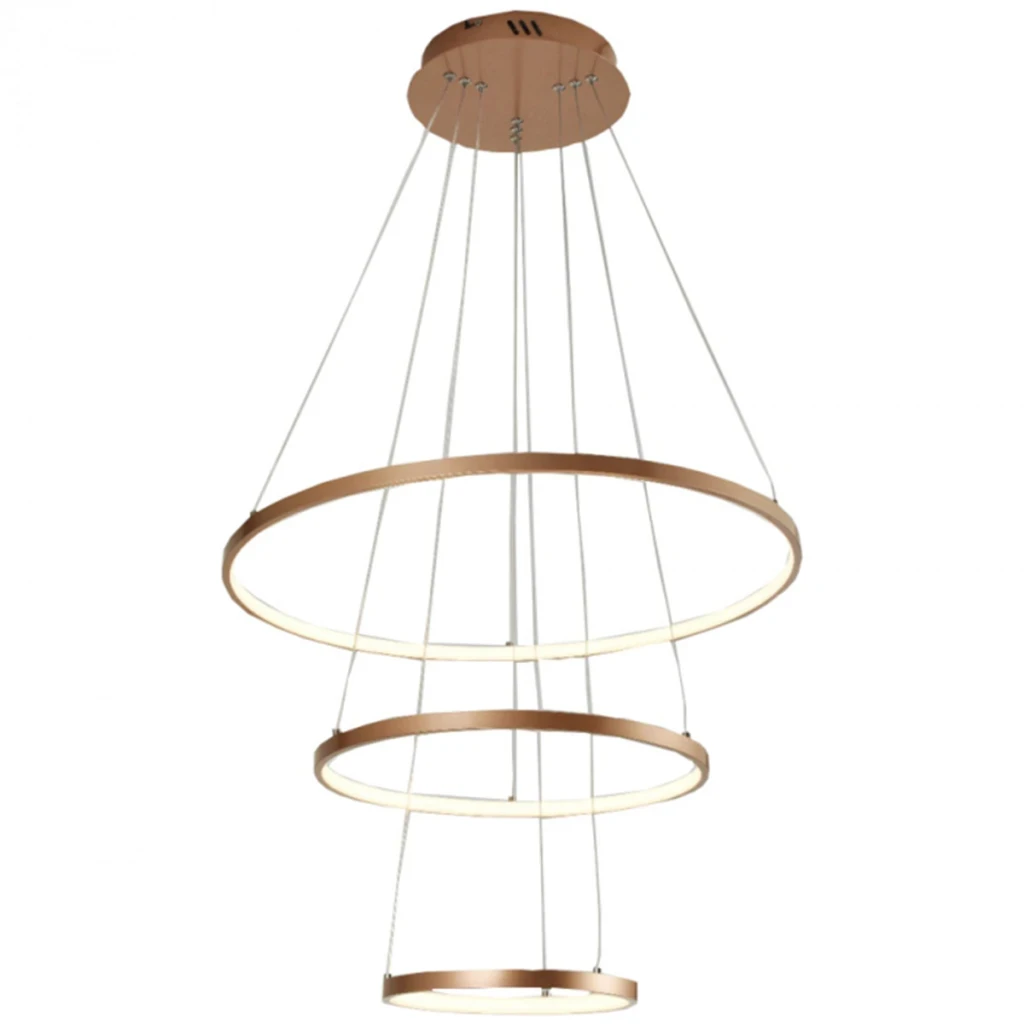 Querolustre Pendente Dcd015082 3 Aneis 48w 3000k Rose