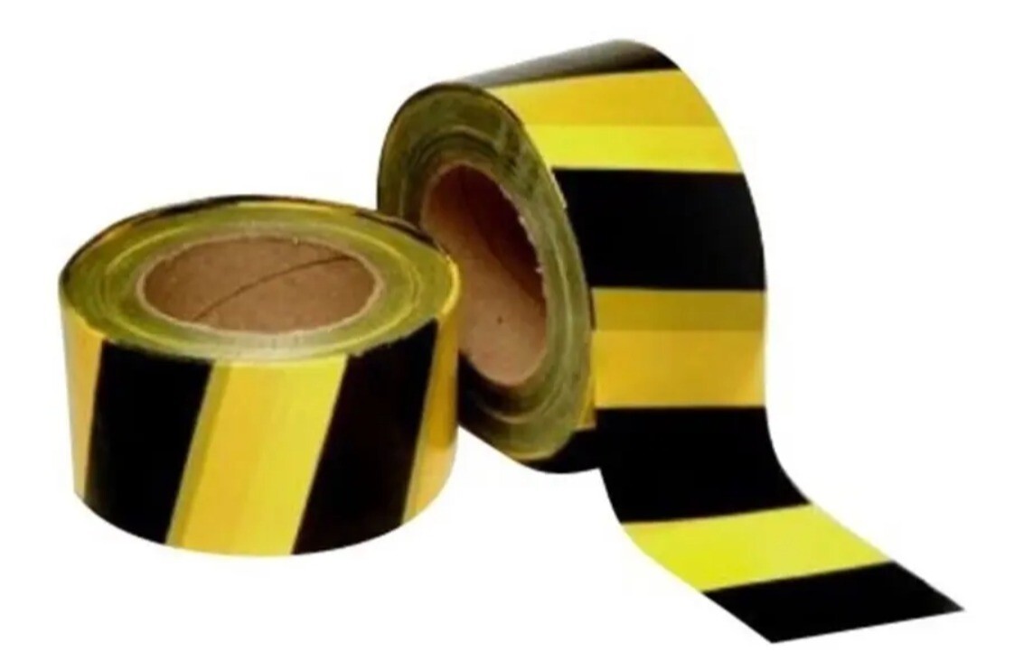 Fita Zebrada 70mm Preto/amarelo Rolo 200mts.