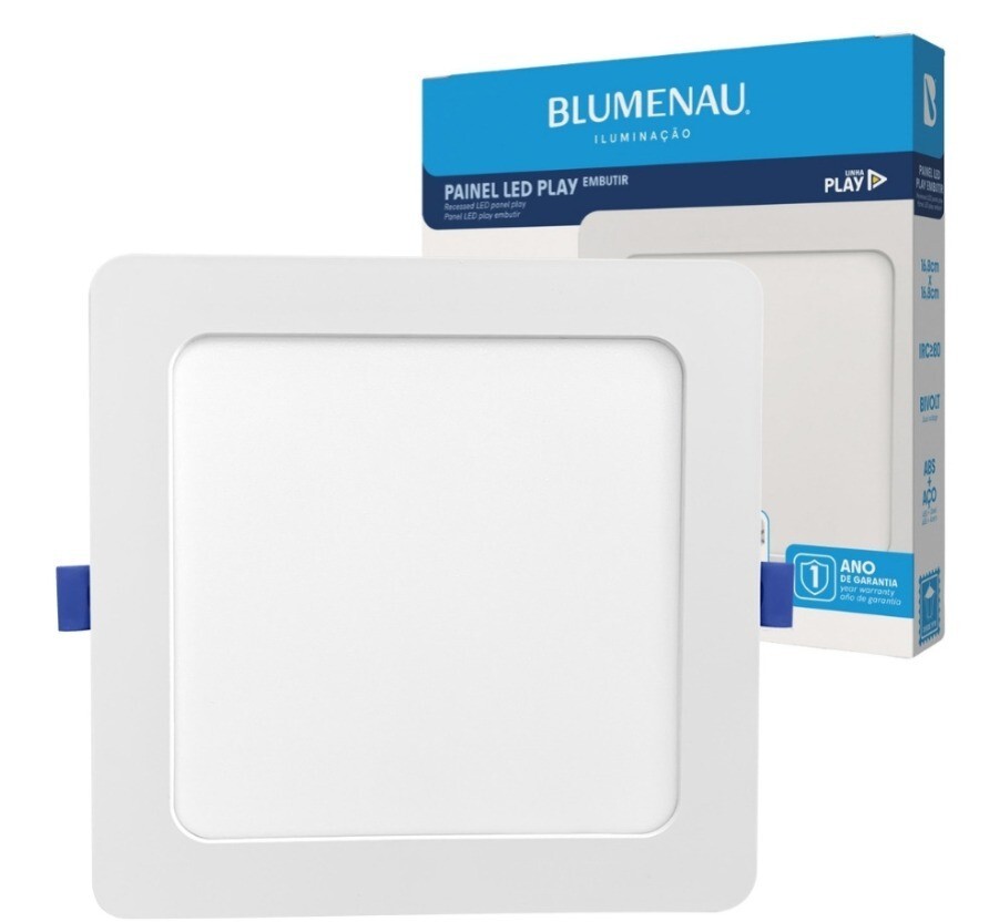 Placa Led Blumenau Play Emb Quad 12w 3000k Autovolt 83443004