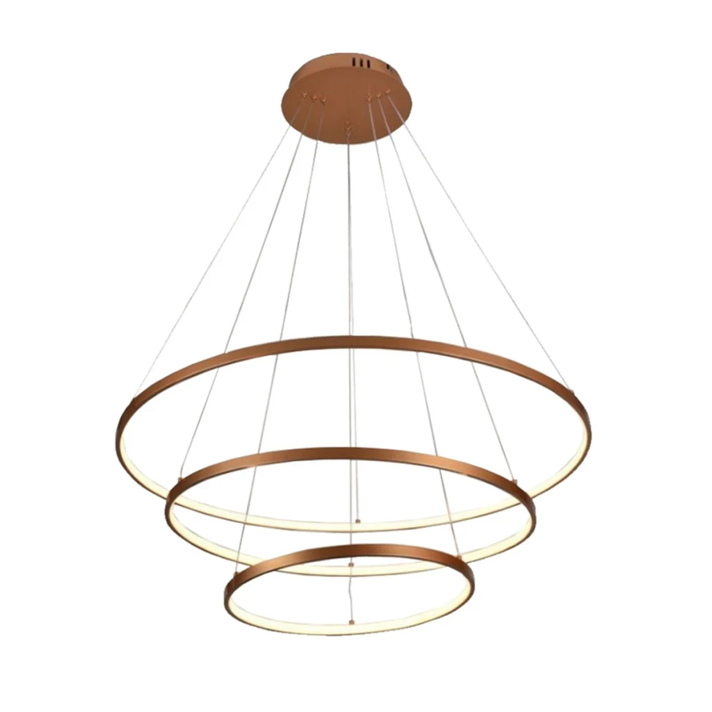 Querolustre Pendente Dcd015081 3 Aneis Led 90w 3000k Dourado