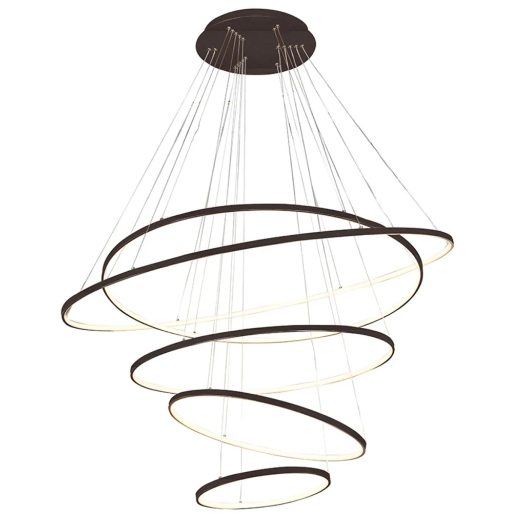 Querolustre Pendente Dcd02816 5 Aneis 200w 3000k Preto