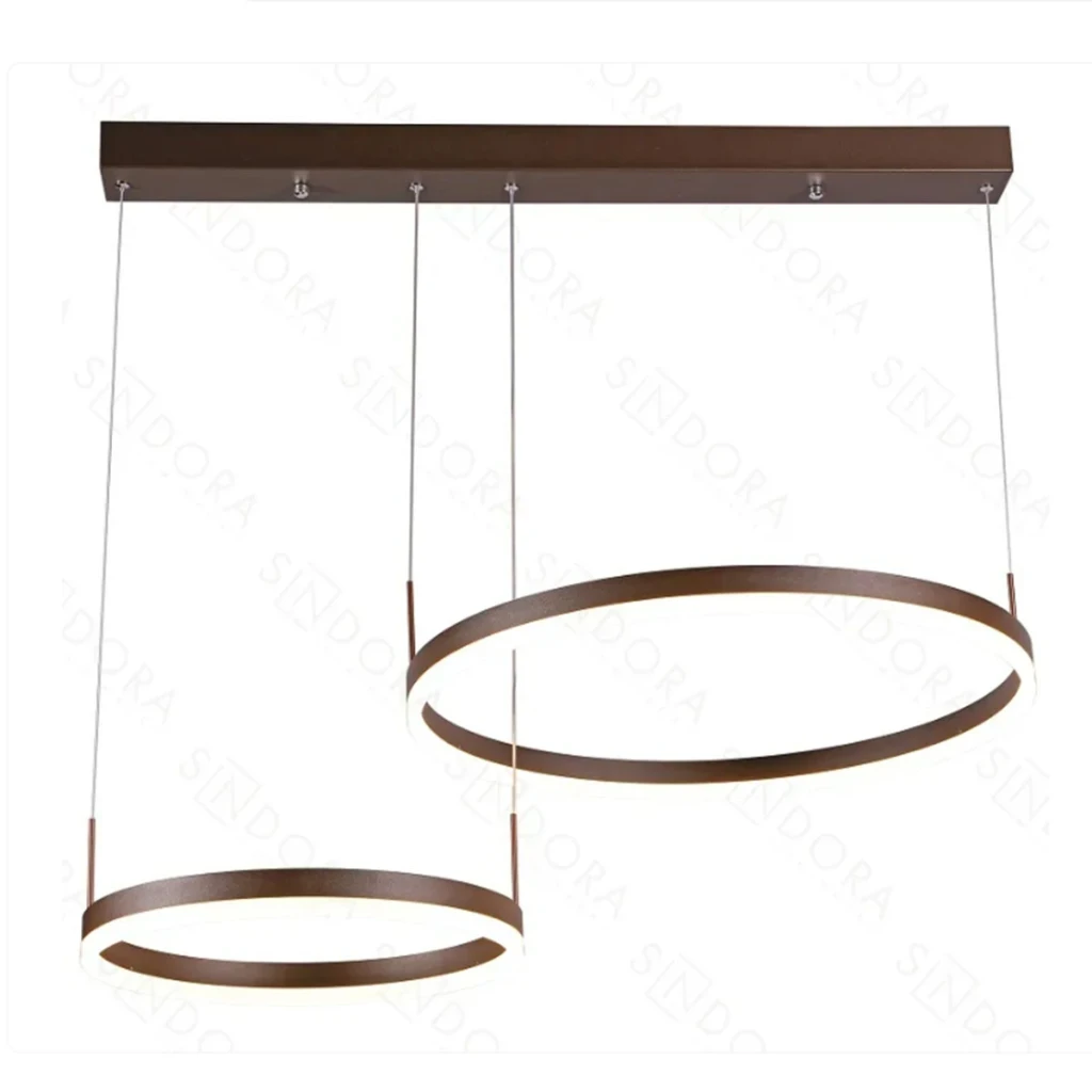 Querolustre Pendente Dcd03108 2 Aneis 63w 3000k Marrom