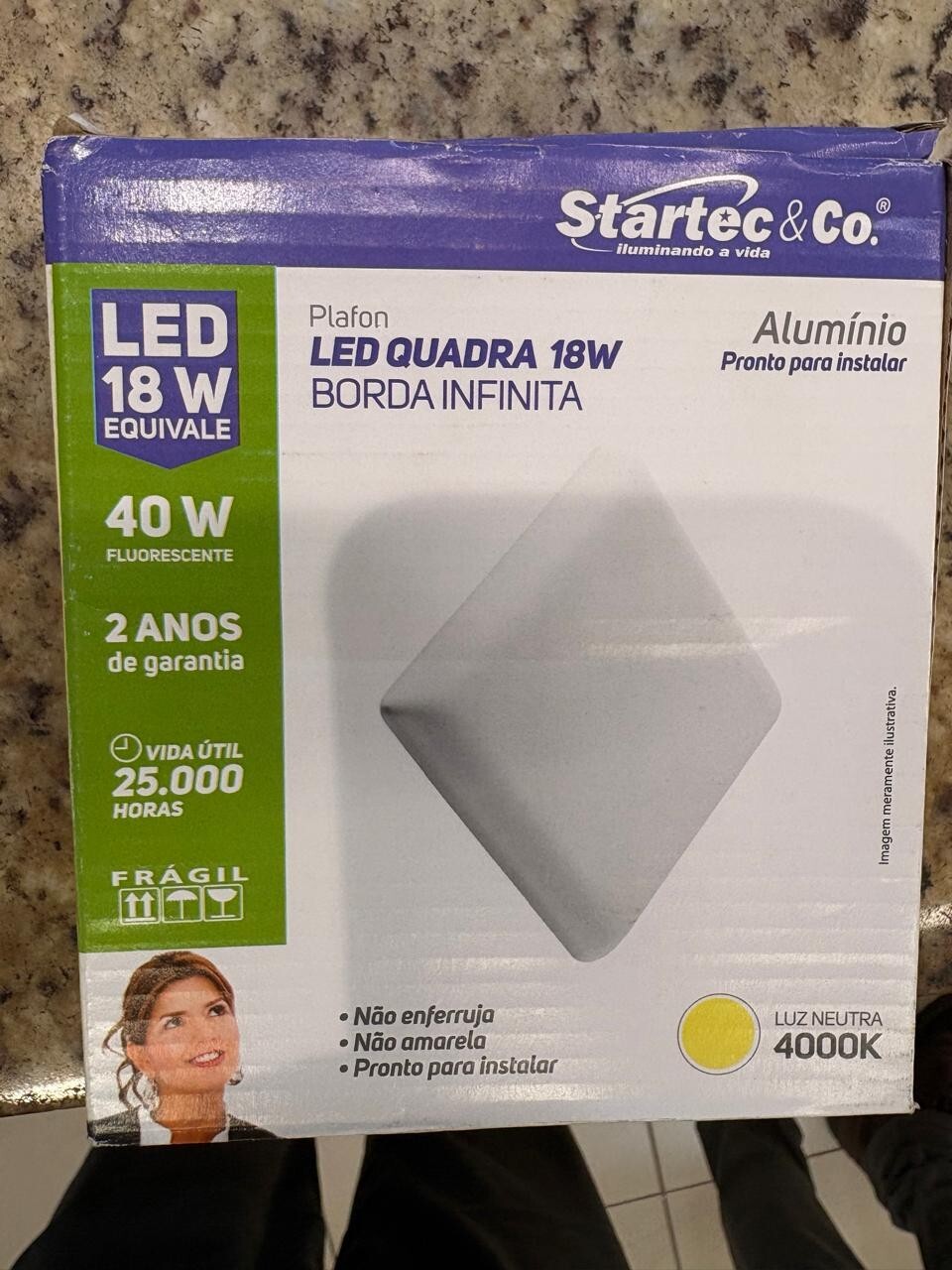 Startec Plafon Led 18w Borda Infinita Quad 12cm 4000k