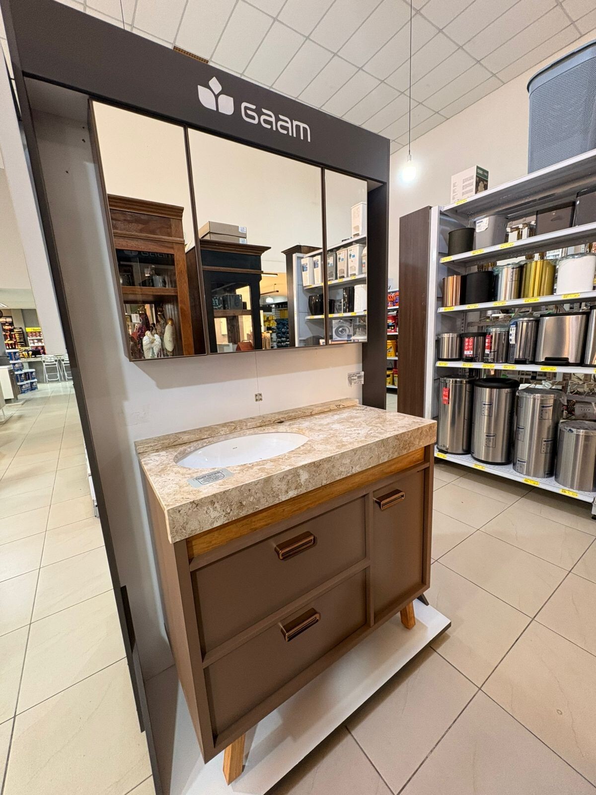Gaam Kit P/banheiro Modena 90cm Barroco Travertino Taeda