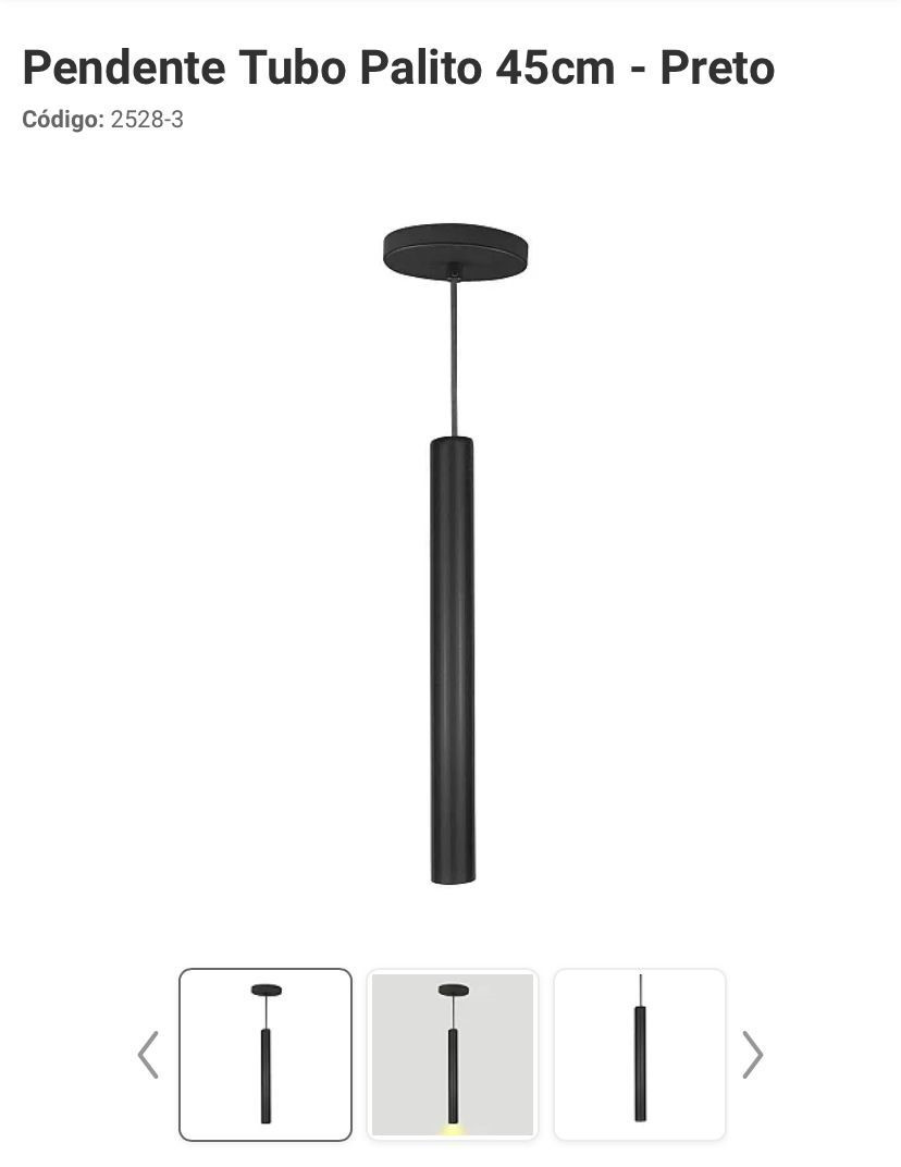 Trybo Pendente Tubo Palito 1lamp Gu10 Preto 2528-3