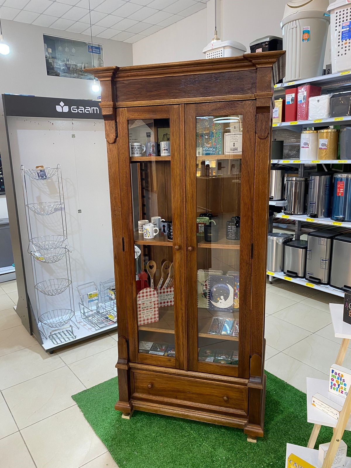 Tafona Cristaleira 190x80x45 Madeira C/vidros T350