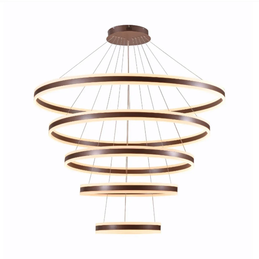 Querolustre Pendente Dcd03020 5 Aneis 500w 3000k Marrom