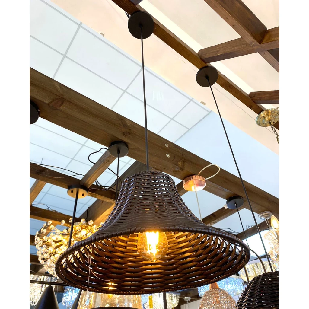 Pendente Lumanti Junco Chapeu Chines P/1 Lamp E27 Tabaco