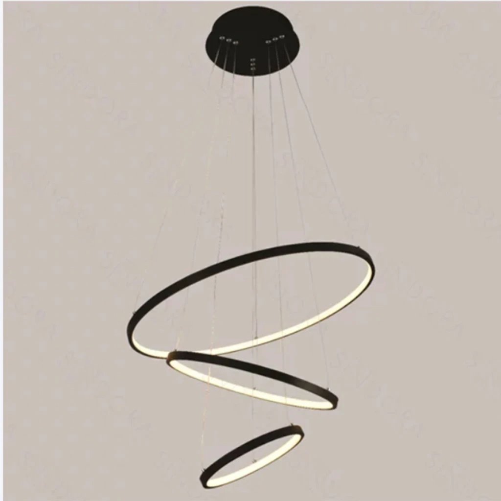 Querolustre Pendente Dcd015084 3 Aneis 48w 3000k Preto