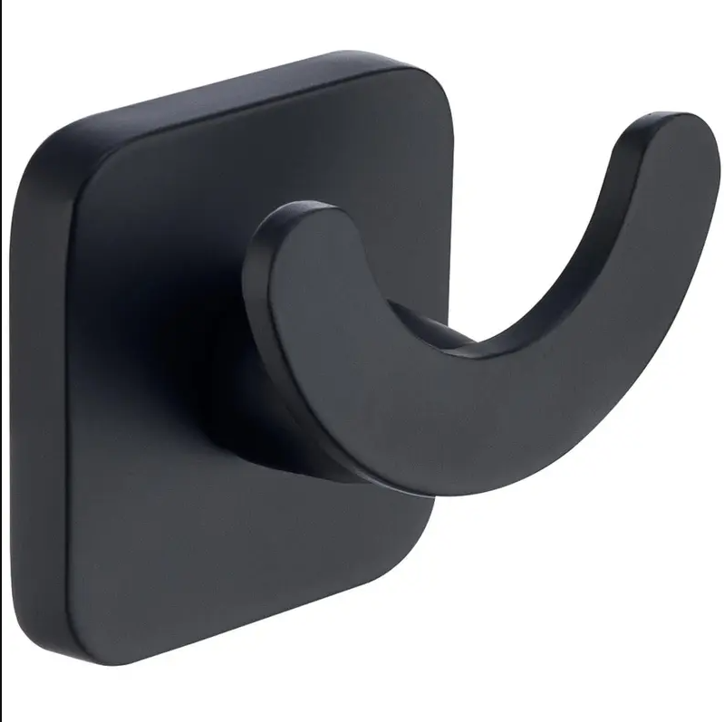 Cabideiro Gancho de Parede Preto Fosco Duplo Quadrado Bolsa Roupas - Eco Metais (ref: 13253pf)