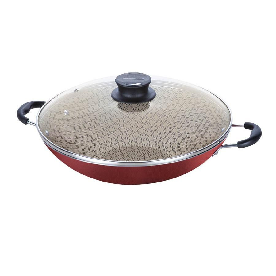 Wok Tramontina Paris em Alumínio com Revestimento Antiaderente Starflon Max Vermelho com Tampa de Vidro 36 Cm 6,0 L  20545736