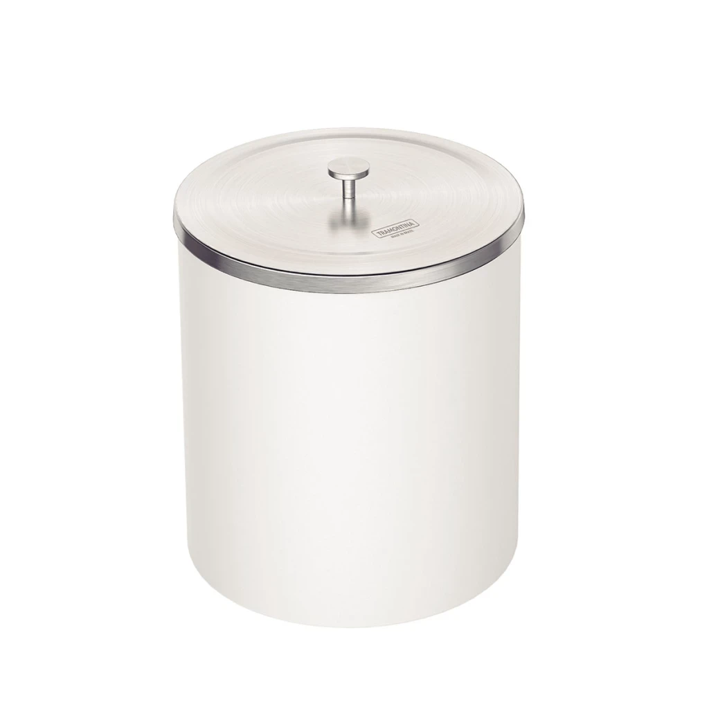Lixeira Tramontina 5l Branca C/tampa Inox 94540/027