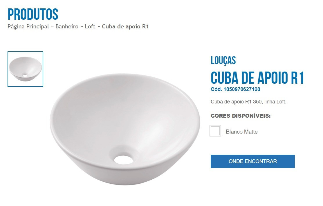Incepa Cuba Apoio Loft R1 350mm Branca