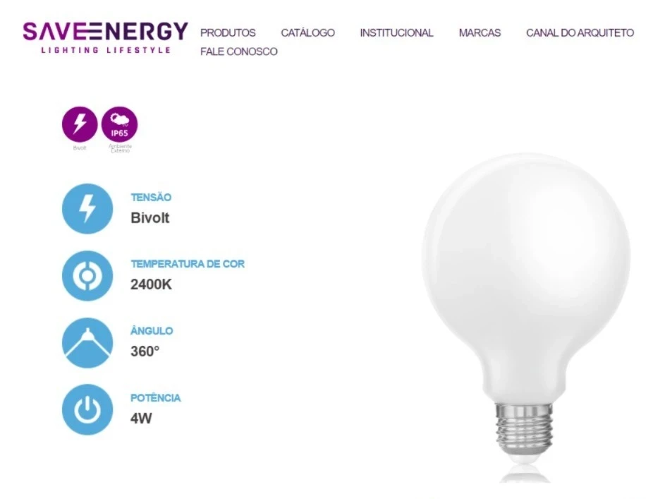 Lampada Led Save 4w 2400k G95 Autovolt E27 Milk Se-375.2332